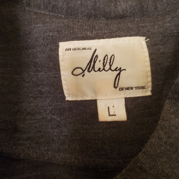 An Original Milly of New York Gray Wool Short Cap Sleeve Gold Button Dress. - Picture 2 of 15